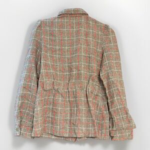 Vintage 80s Byer California Gray Plaid Puff Sleeve Cinched Shirt Jacket Buttons